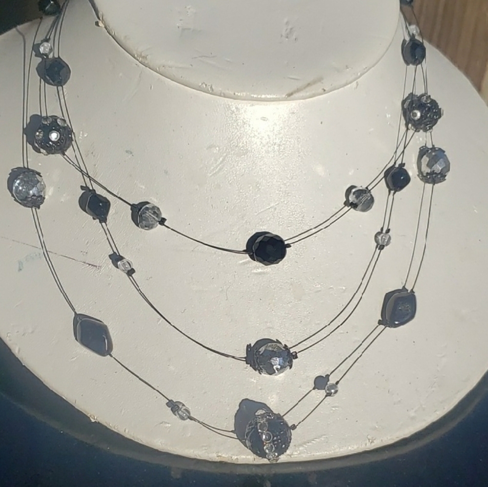 Chico's Black and Silver Layered Necklace